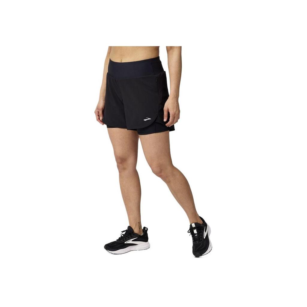 Brooks Chaser Модные универсальные простые спортивные шорты для женщин, безопасные для кожи, Черные 221706-001