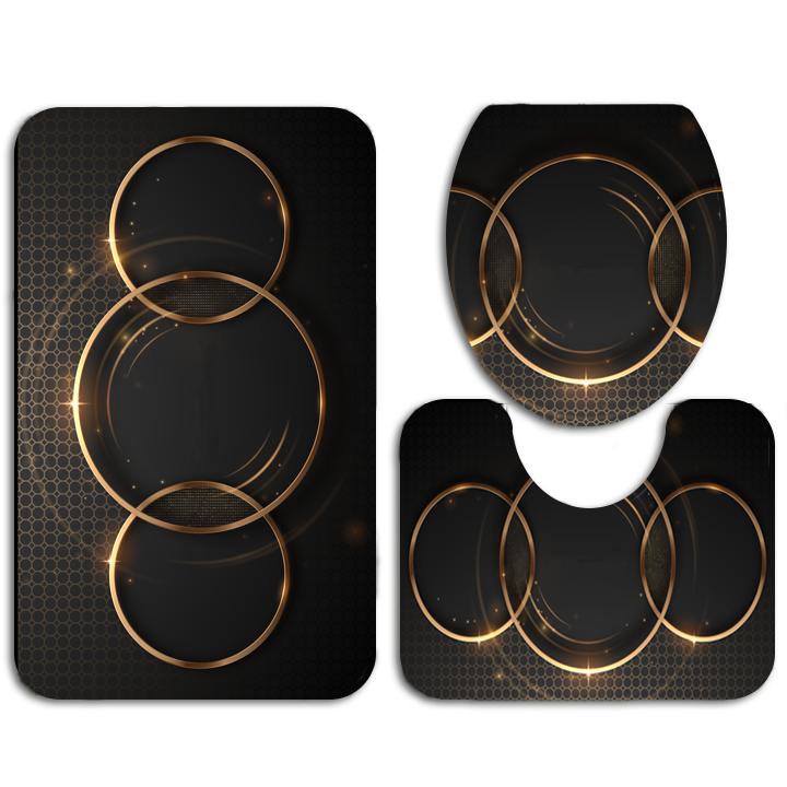 EPeddler Home Modern Patterns, моющаяся нескользящая основа в горошек, набор из 3 ковриков для унитаза