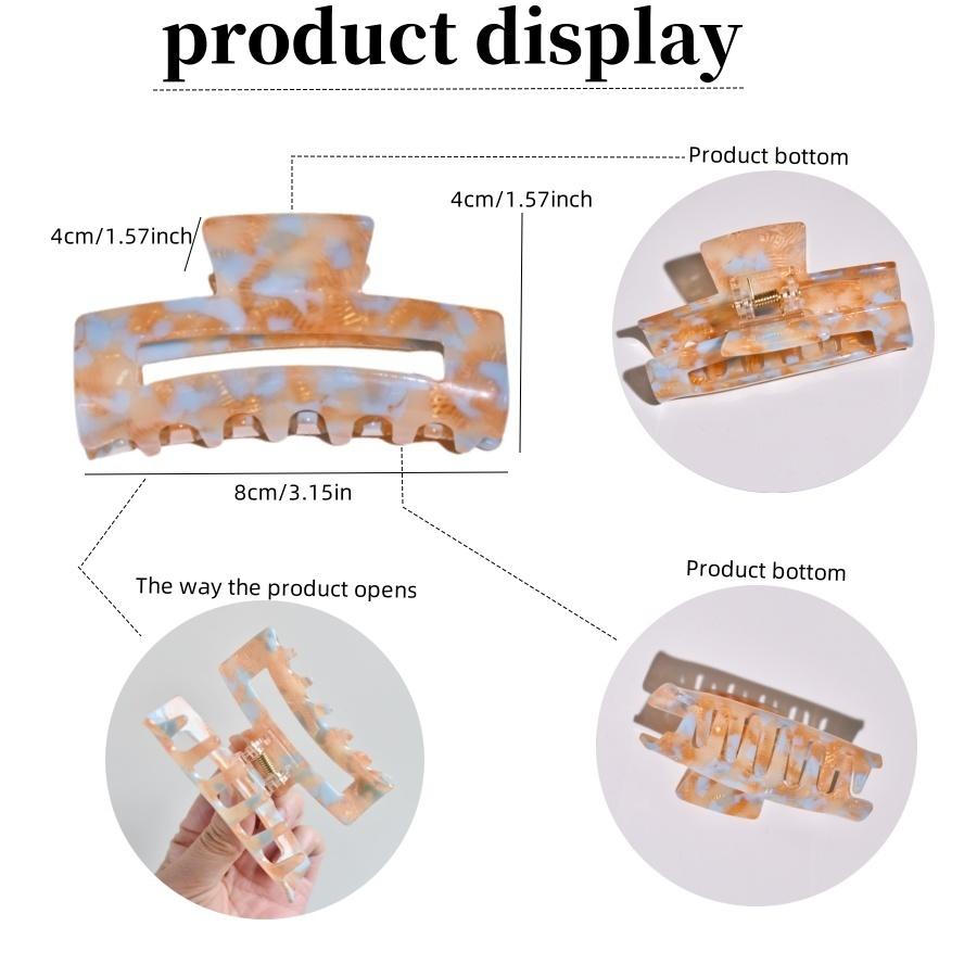 1 шт. Женская прямоугольная заколка для волос из ацетата желеобразного цвета для повседневной носки, для использования на волосах любого размера и длины, милая и симпатичная, для отпуска