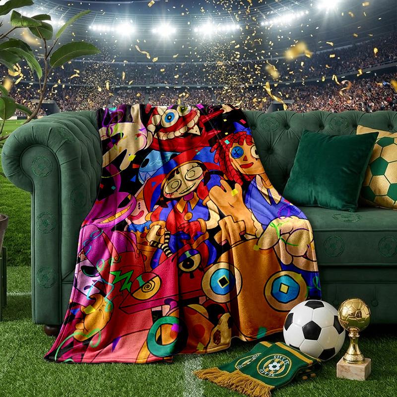 Colorful Digital Circus Throws Blanket Flannel Blankets Plush for Couch Bed Gifts for Men Women Travel picnic blanket Christmas fan gifts