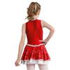 Girls Cheerleading Dress Sleeveless Round Collar Shiny Sequins Patchwork Design with Hidden Back Zipper Dance Costume