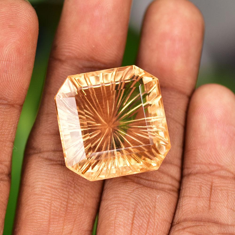 Natural Topaz Loose Gemstone Peach 52 ct Square Cut for Jewelry Making and Gem Collections