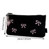 Ins Style Simple Black Bow Pencil Case Large Capacity Pencil Storage Bag Cosmetic Bag Stationery Organizer School Supplies