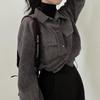 Rimocy шикарная укороченная блузка с карманами и длинными рукавами для женщин, вельветовая короткая куртка на шнурке, корейские дикие однотонные пальто