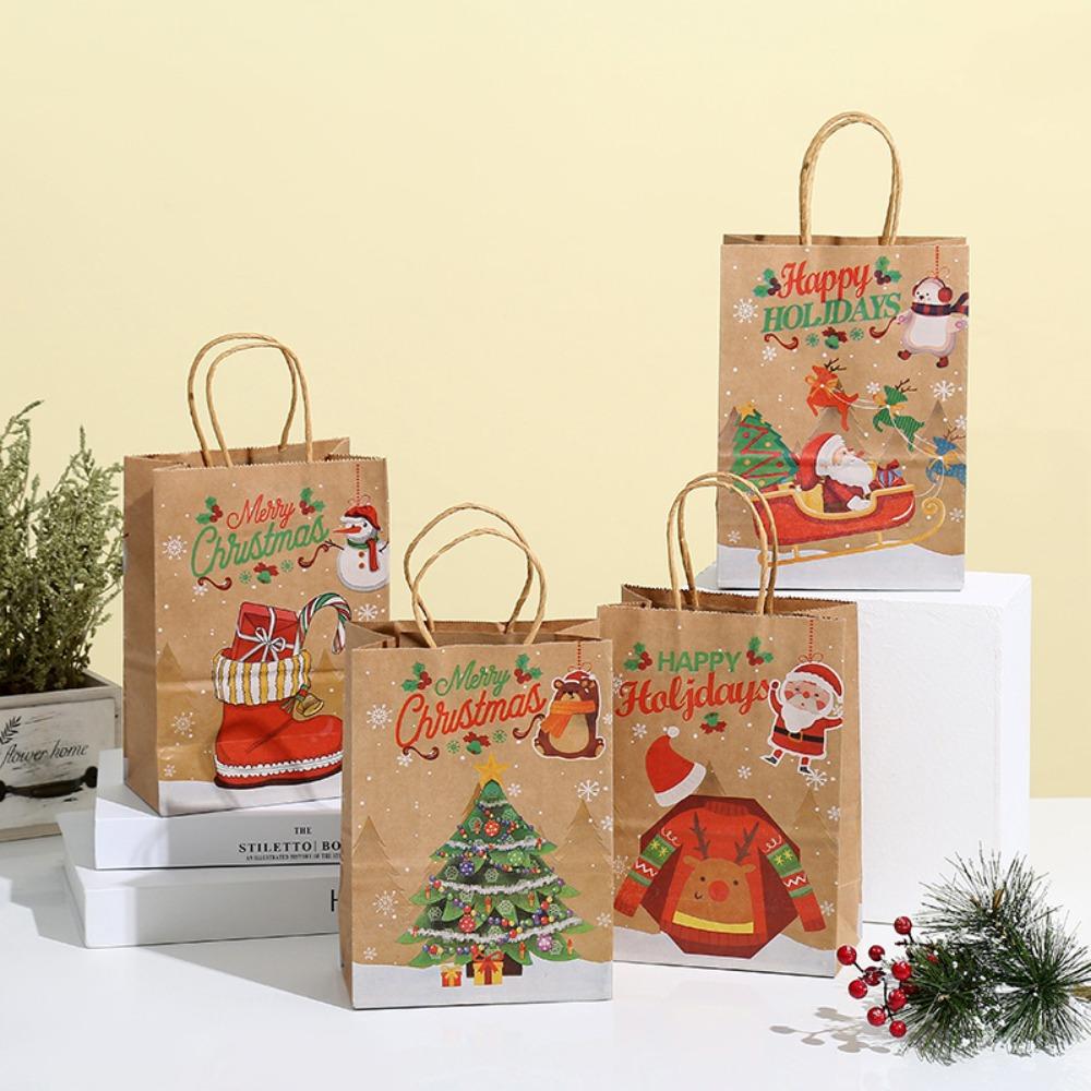 10Pcs Reusable Christmas Gift Bag Thickened Tote Bag Eco-friendly Gift Packaging Bags Grocery Store