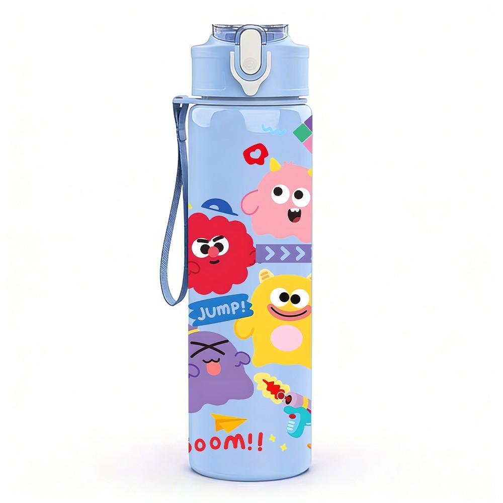 1PC Cute Bear Girl Cartoon 750ml Color Plastic Sports Water Bottle Leakproof Flip Straw Lid Suitable for Sports Office Home Use