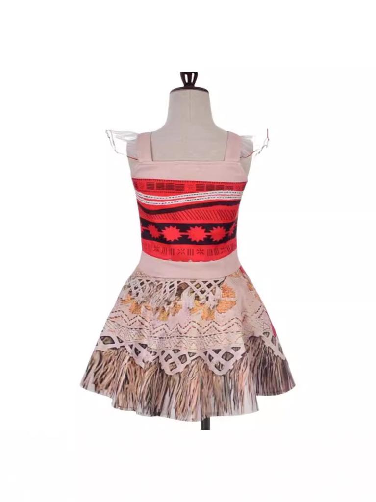Moana Printed Dress for Girls, Princess Moana Cosplay Costume, Maui Party Performance Outfit