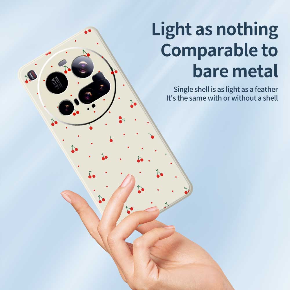 For Xiaomi 15 Ultra Case Red Cherry Pattern Printing Straight Edge TPU Phone Back Cover