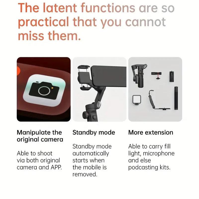 3-осевой ручной стабилизатор подвеса Складной смартфон Мобильный телефон Видеозапись Vlog PTZ Стабилизатор для iPhone Xiaomi Samsung