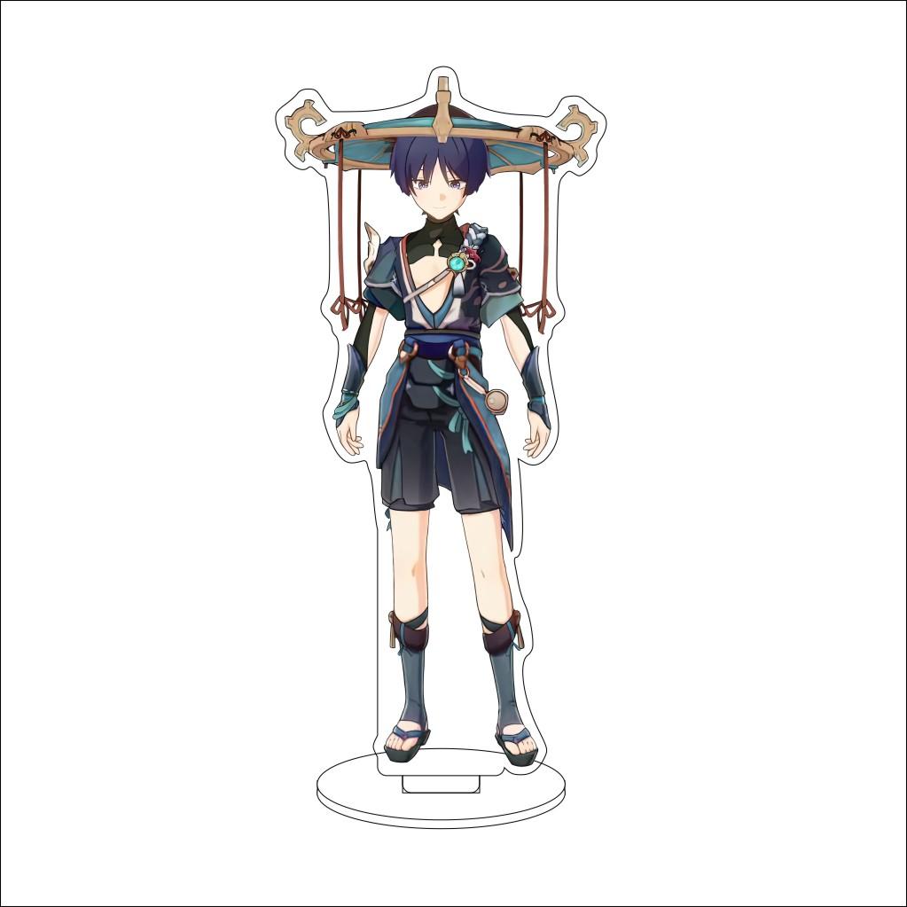 16CM Anime Genshin Impact Cosplay Acrylic Stand Ornaments Aether/Lumine/Paimon/Asmoday/Ronova  Figure Stand Halloween Gift
