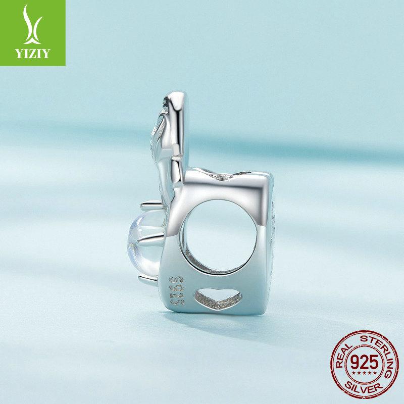 Moonstone Parent-Child S925 Sterling Silver Beads, Warm Mother'S Day Handmade Diy Bracelet Beads