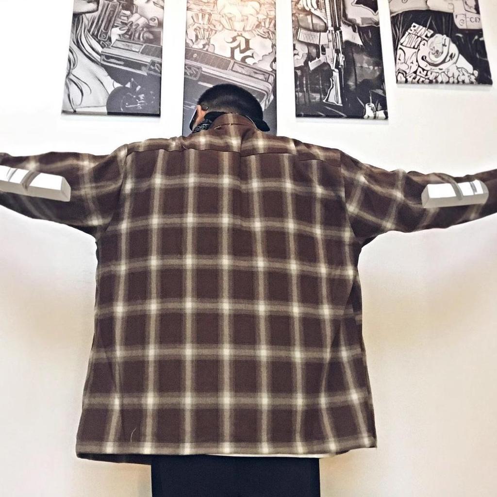 Классическая рубашка чикано в клетку с длинным рукавом и пуговицами в стиле Западного побережья