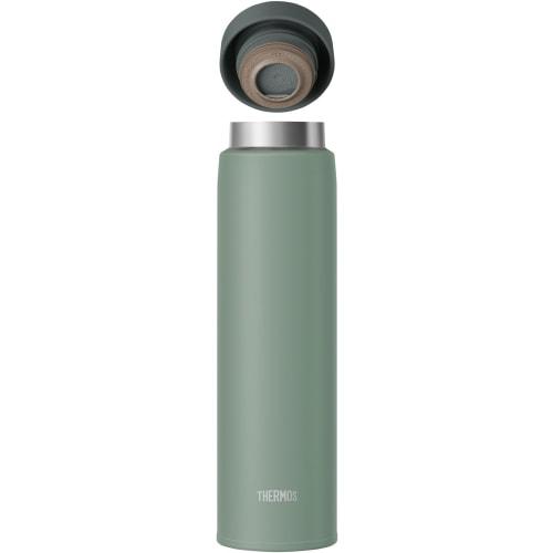Thermos Бутылка для воды, Мобильная кружка с вакуумной изоляцией, 600 мл, Листовой зеленый, Мало деталей и легко чистить, Винтовой тип, который надежно закрывается, Форма упаковки, которая