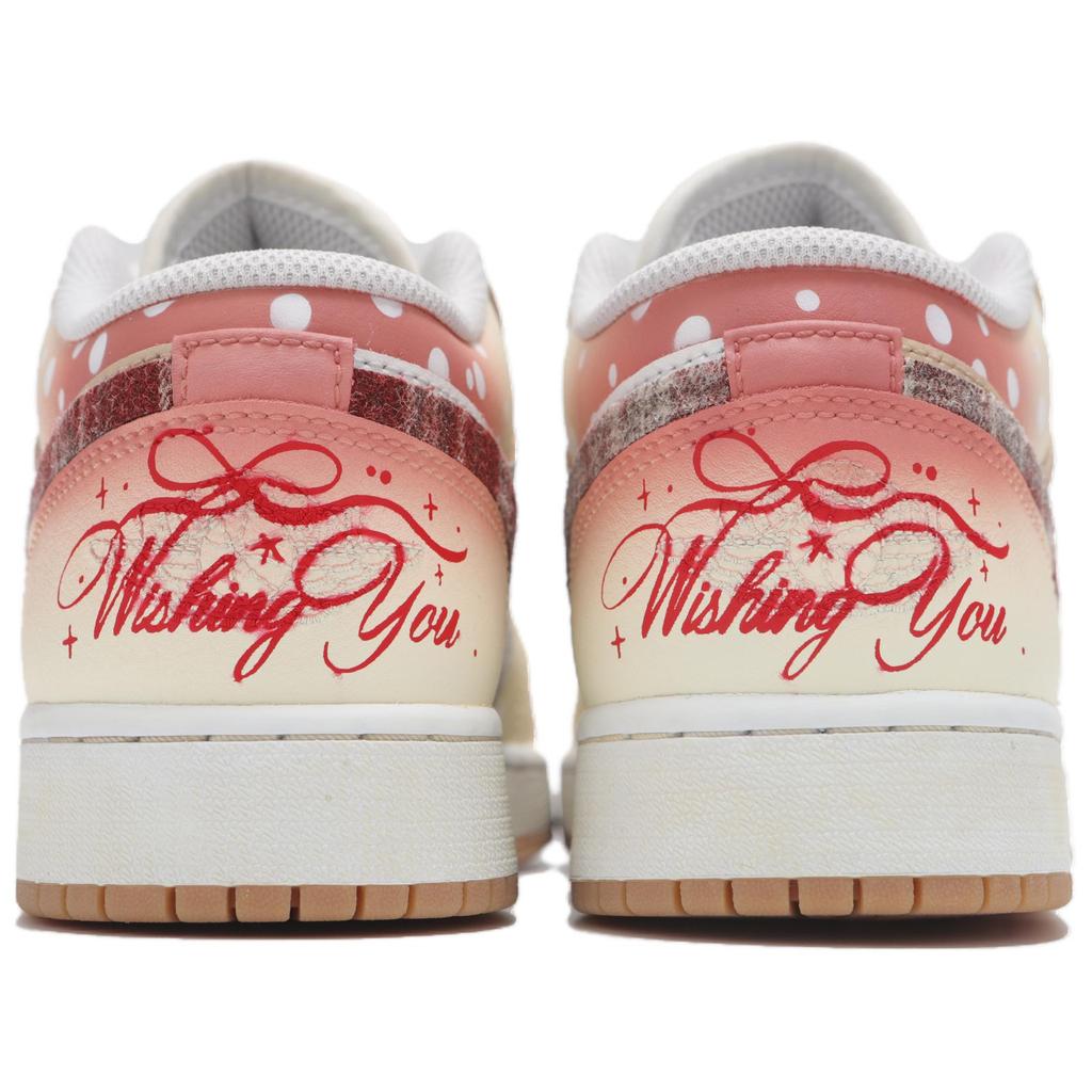 Jordan Air Jordan 1 Устойчивые к истиранию Устойчивые к истиранию Низкие Винтажные Баскетбольные Кроссовки Женские Бежево-Красные 553560-146(Team24-S-BOX)