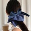 Coleteros Con Lazo Grande Estilo Vaquero Azul Coreano Para Mujer, Coleteros Con Borde Irregular, Bandas Para El Cabello Y2K