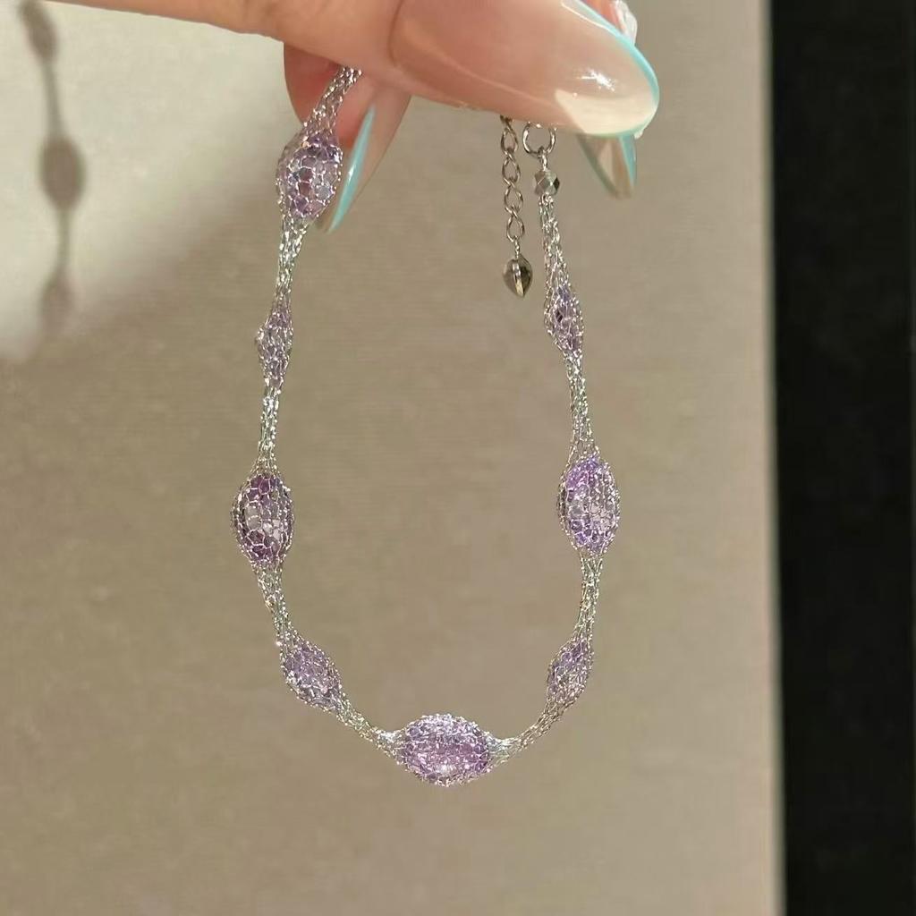 New Zircon Rectangle Clasp Bracelet Summer Cool Tone Elegant Luxury Women Jewelry