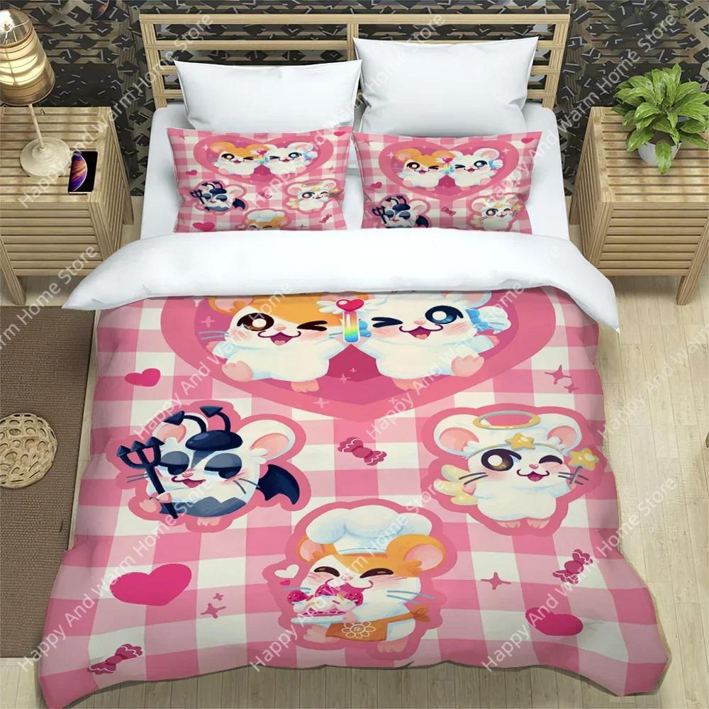 3D Печать Картонная Милая Набор Постельного Белья Hamtaro Мягкое Покрывало Наволочки Подарок на День Рождения Дети Удобное Покрывало Постельное Домашний Текстиль