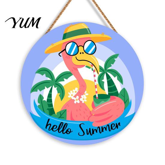 Colorful Summer Home Wall Decor Wooden Hanging Sign, Beach Style with Hemp Rope, Swimming Pool Area Sign Indoor Outdoor Theme Decoration for