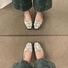 Premium thick heel square head rhinestone single shoes women's 2026 autumn new temperament versatile Doudou shoes temperament commuter shoes