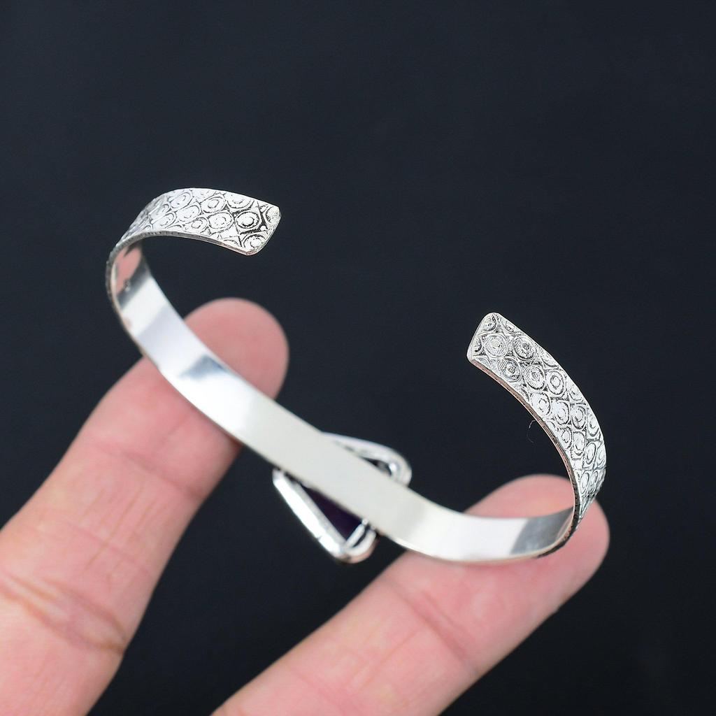 Daughters Day Sale 925 Silver Trillion Star Amethyst Gemstone Wedding New Bangle