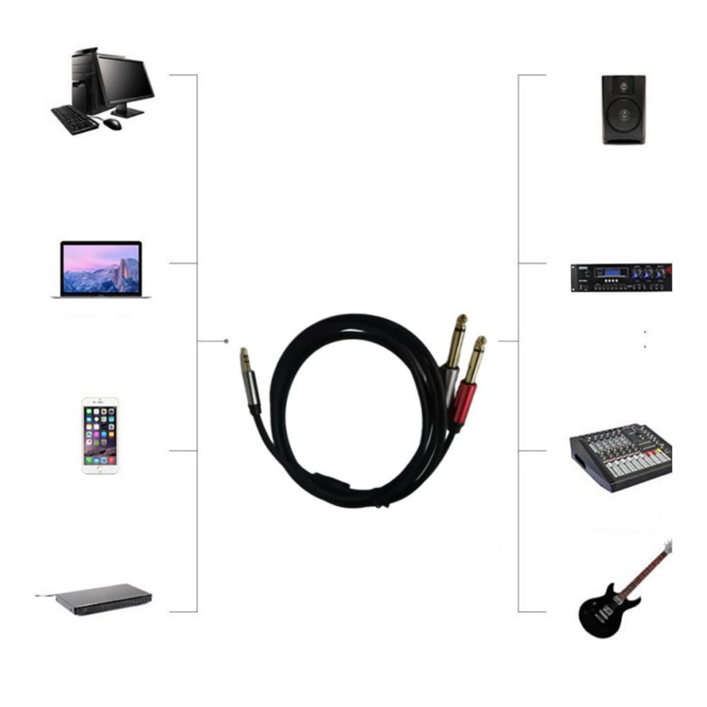 Кабель-адаптер 3,5 мм штекер на 2x6,35 мм штекер 3,5 на 6,35 мм TRS моно штекер Аудио Aux гнездо Конвертер Шнур Провод