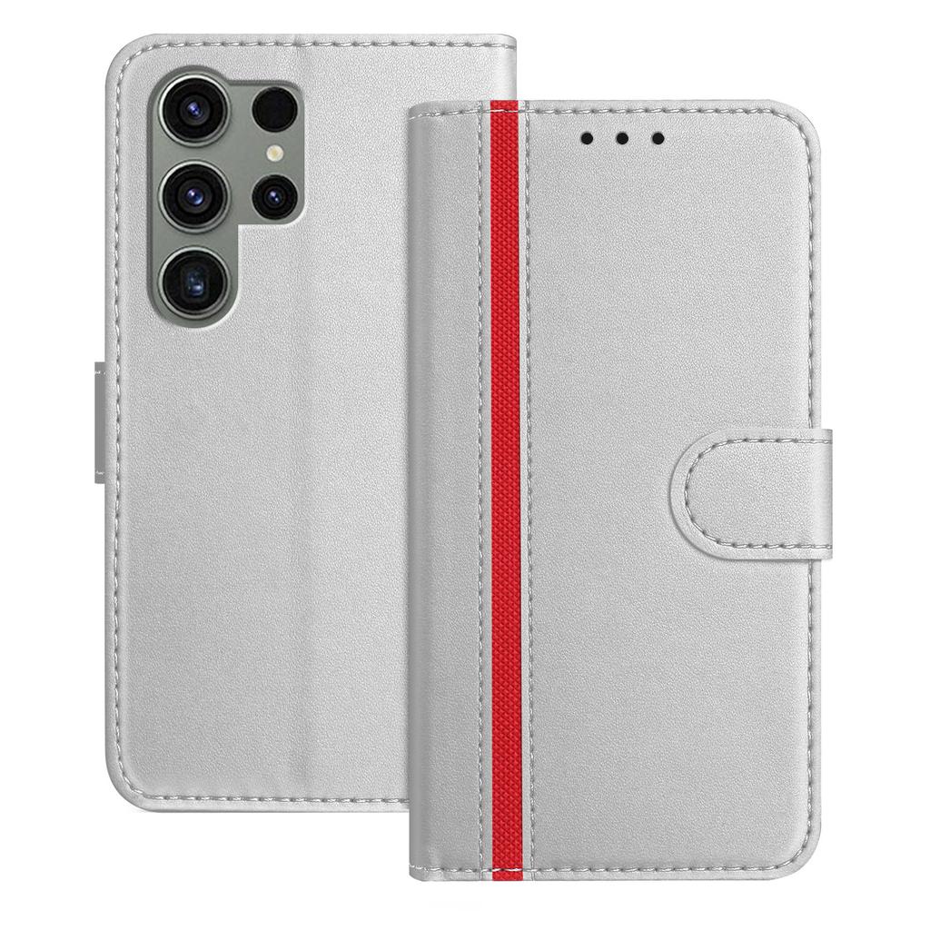 For Samsung Galaxy S23 Ultra Phone Cases Wallet Stand Color Splicing Leather Cover with Magnetic Clasp