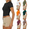 Womens Shirts Summer Tops Short Sleeve Crop Tops Slim Fit Gym Workout Clothes