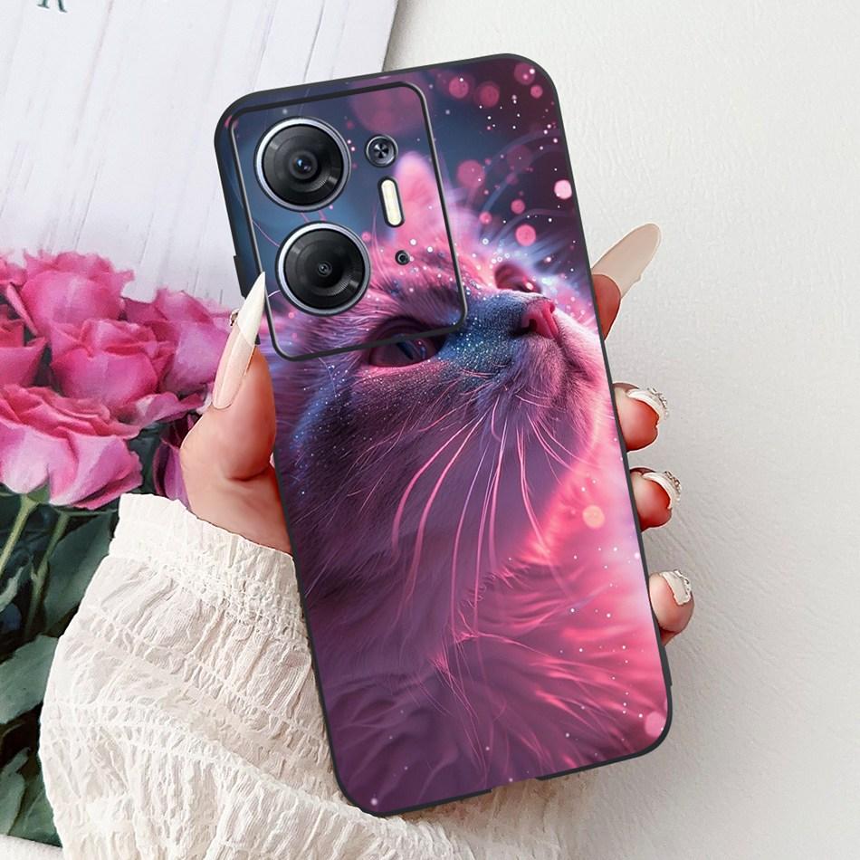 For Infinix Hot 30 5G Elegant Butterfly Cat Printed Phone Case For Infinix Hot30 5G X6832 Black Silicone Soft TPU Cases Bumpers