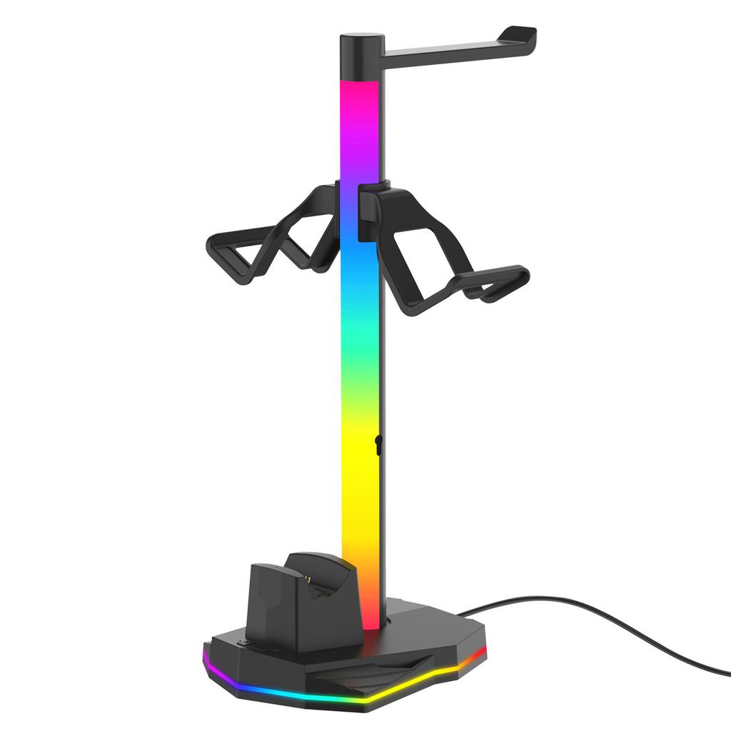 Стойка для контроллера RGB Стойка для дисплея наушников для контроллера PlayStation 5/4 Зарядная станция со светодиодной подсветкой RGB Стойка для игровой гарнитуры