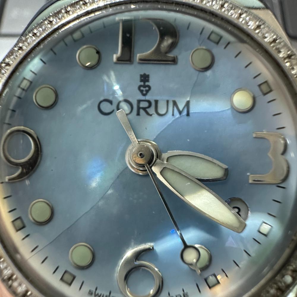 Corum 39.151.47 Женские часы Bubble Безель с бриллиантами Наручные часы Нержавеющая сталь синий/Черный