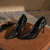 2025 New Women's Non-Chafing Nude High Heels - Sexy Patent Leather Stiletto Pointed Toe Soft Leather Bridesmaid Shoes XCY-930-1