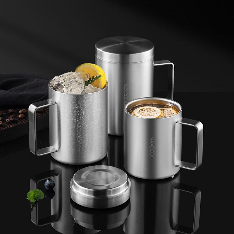Maxcook 316 Stainless Steel Water Cup Mark Cup Double-Layer Tea Cup Student Children's Mouth Cup 300ml MCB8654