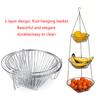 3 Tiers Fruit Basket Vegetable Kitchen Storage Baskets Wire Chain Hanging Space Saving Fruit Plant Storage Basket Decor