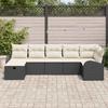 7 Piece Garden Sofa Set with Cushions Black Poly Rattan