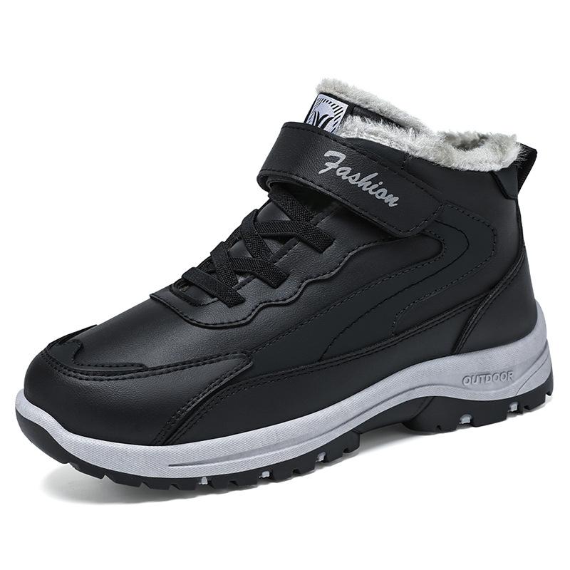 Мужские повседневные зимние теплые кроссовки с подкладкой из искусственного меха, короткие ботинки, нескользящие, для тренировок, ходьбы, для мужчин, удобные ботинки на шнуровке для снегоходов