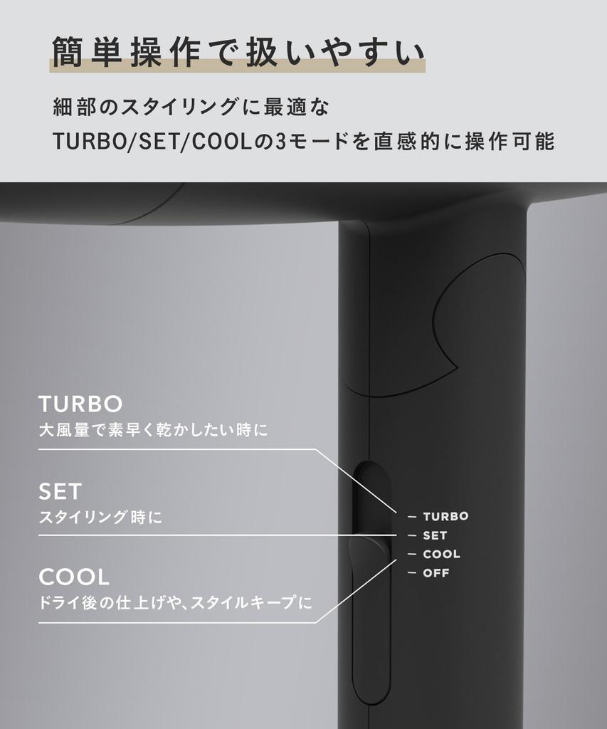 SALONIA Speedy Ion Hair Dryer, High Airflow, Fast Drying, Lightweight, Negative Ion Hair Dryer, SL-013GR, Gray