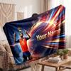 Lamine Yamal Personalized Fleece Blanket With Football Logo, Custom Name Text Soft Warm Home Throw Blanket