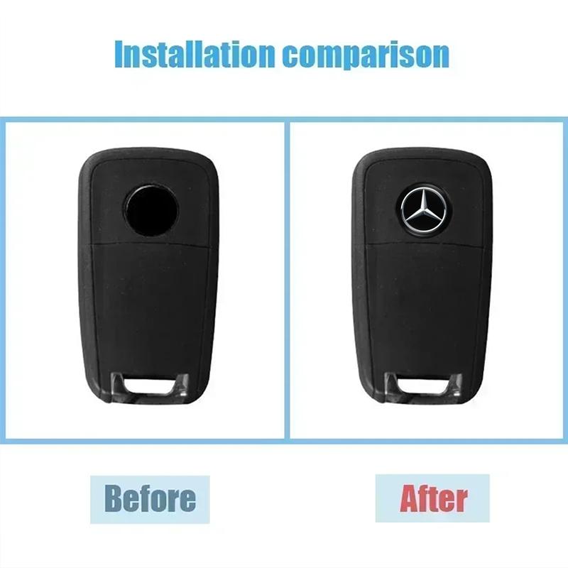 CRL1 5/10Pcs 14MM Car Key Shell Emblem Sticker Auto Remote Accessories For Mercedes Benz AMG W203 W206 W220 W205 W211 W212 W201 W168