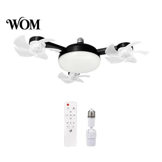 Smart Home Ceiling Fan 3/4/5 Blade with Light & Remote Control, 2-in-1 Silent LED Drone Foldable Blades, 3-Speed Dimmable E27 Socket for Bedroom