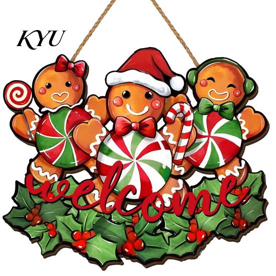 Gingerbread Man Pendant Christmas Wooden Hanging Pendant, Festive Ornaments with Hemp Rope for Tree Gift For Friends Wall Window Fireplace Decoration,