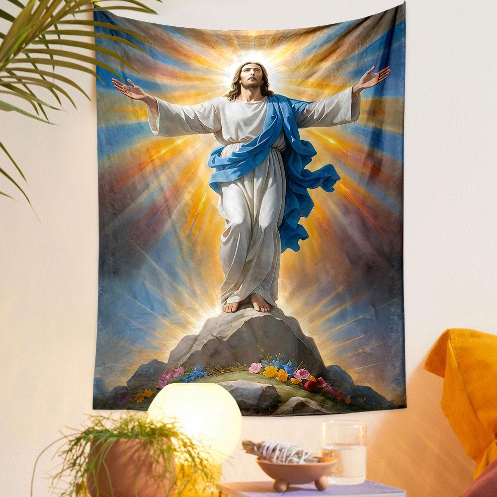 "Jesus Ascension with Glorious Light" Patterned tapestry home decor, suitable for bedroom and living room, gift