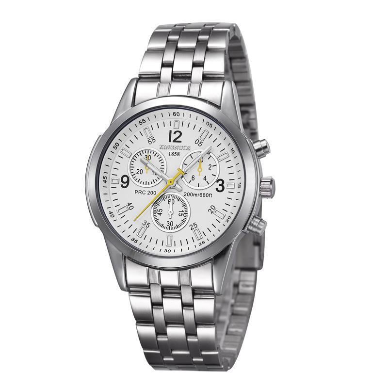 New Top Brand New Ultra-thin Three-eye Six-pin Steel Band Waterproof Watch Blue Light Glass Belt Men's Student Watch