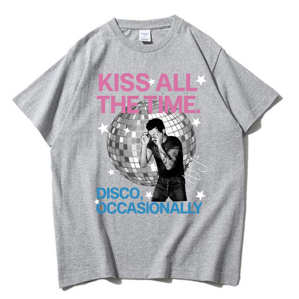 Harry Styles Kiss All The Time Disco Occasionally 2026 Summer Unisex T Shirt Casual Cotton Short Sleeve Graphic Tee Vintage Tshirt