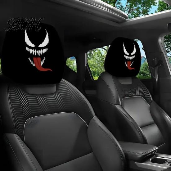 Защитные чехлы на подголовник автомобиля, Чехол на сиденье автомобиля на Хэллоуин, Эластичный универсальный чехол с принтом страшного узора, Дышащий полиэстер, Защита салона