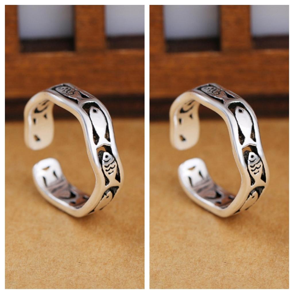925 Sterling Silver Ring Finger Cute Fish Simple Open Ring for Woman Man Fashion Animal Fine Jewelry Circle with Box