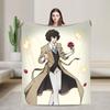 Dazai Bungo Stray Dogs Blanket Flannel Printed   Multifunction Super Warm Throw Blanket for Home Travel Quilt