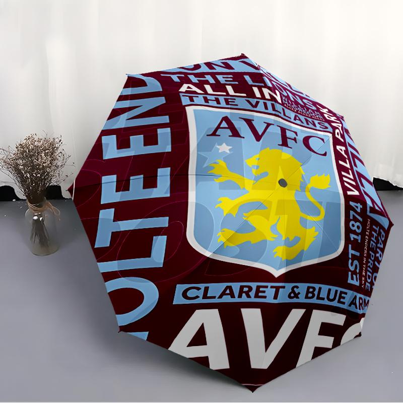 Printed Aston Villa FC logo Folding Umbrella,Outdoor,Leisure,And Travel Umbrella,Durable Umbrella Fabric,Birthday And Holiday Gift