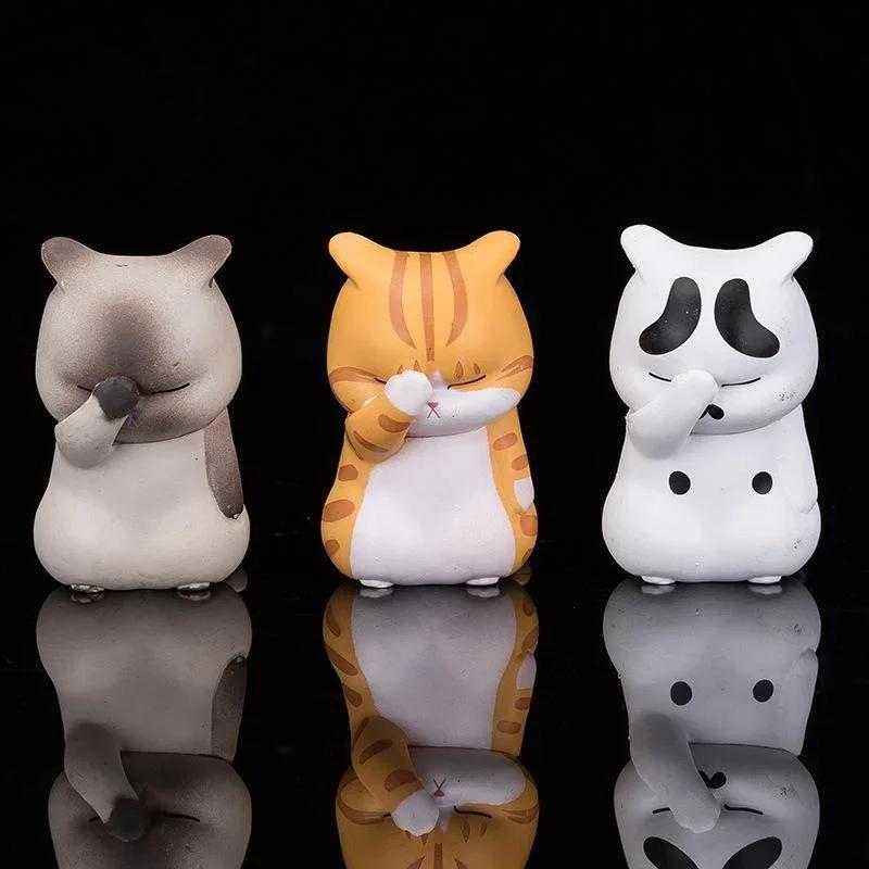 Домашний Кот Украшение для Торта Фигурка Модель Игрушки Каваи Мучающийся Котенок Кот Фигурка Мини Животные Домашнее Украшение Детский Рождественский Подарок Поделки