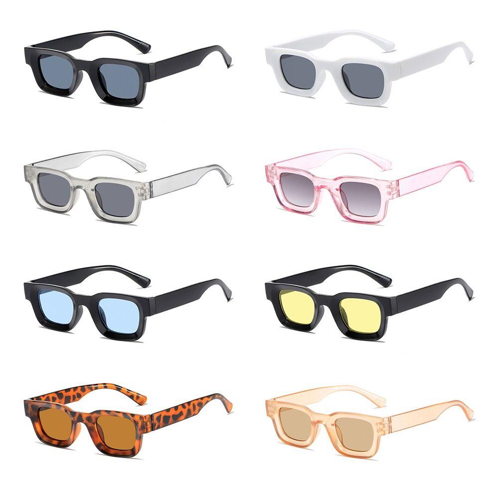 Vintage Thick Square Sunglasses Chunky Beach/Travel/Streetwear Rectangle Shades UV400 Protection Eyewear for Women & Men