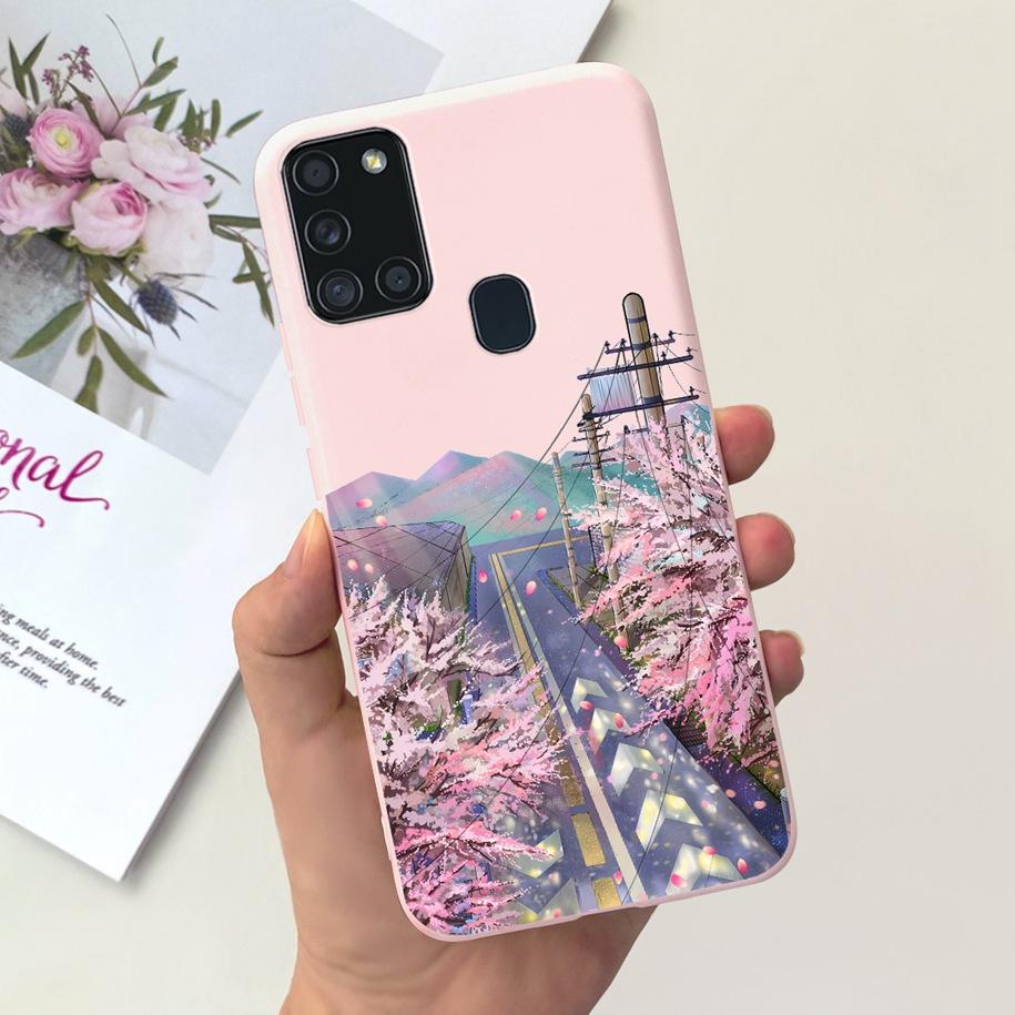 Чехол для Samsung A21S SM-A217F A 21S Задняя крышка Модный Цветочный Мультяшный Мягкий Силиконовый ТПУ Чехол для Телефона Для Samsung Galaxy A21s Capa